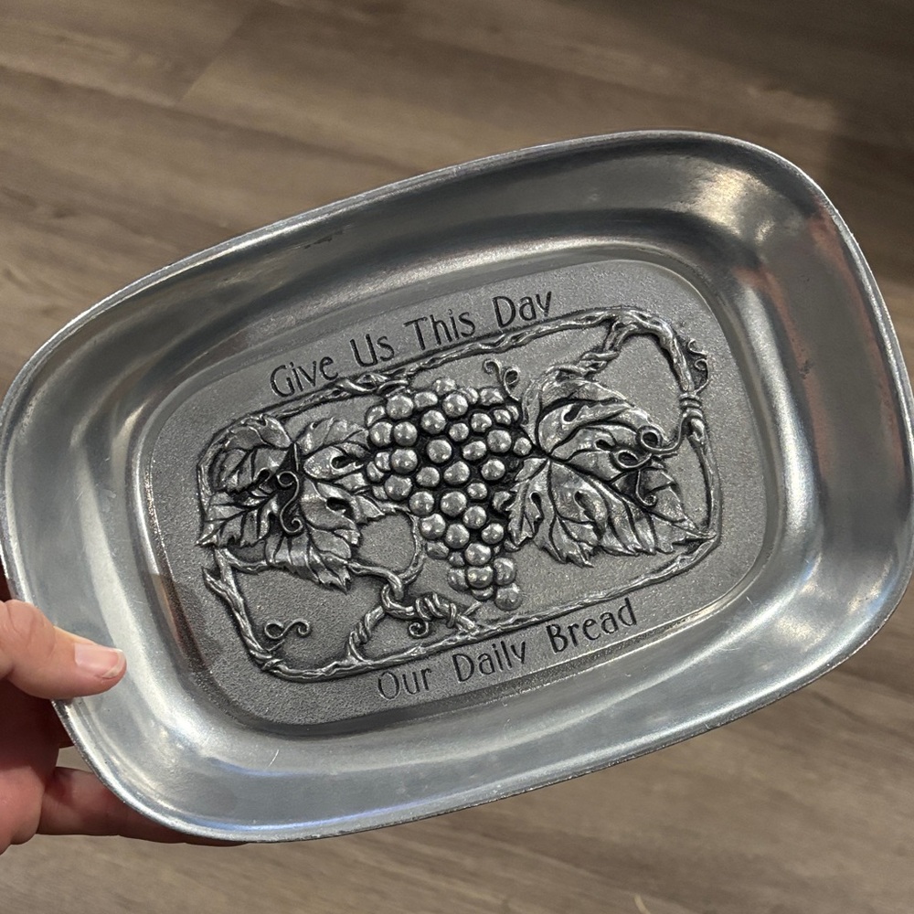 Carson Pewter Give Us This Day Our Daily Bread Tray with Grape Vine Design